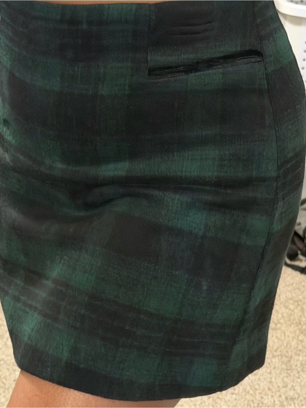 Fall/ winter Copper Key Green and Black Plaid Mini Skirt